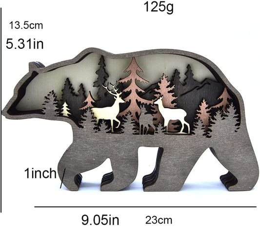 Forest Bear Animal Wooden Statue (Large with Light)